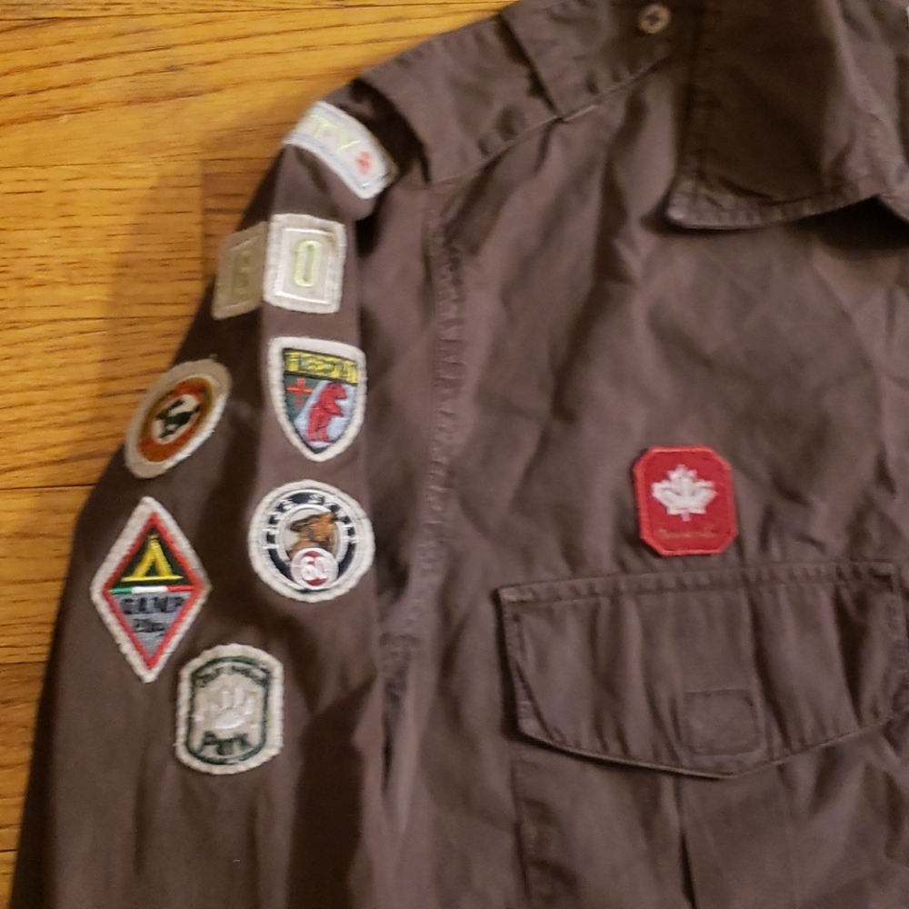 Sixty Patchwork Brown Button Up Shirt - image 3